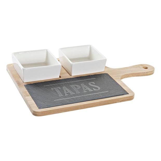 Satz für Appetithäppchen DKD Home Decor Tapas Tafel Bambus Steingut (31 x 20 x 5 cm) (3 Stücke)