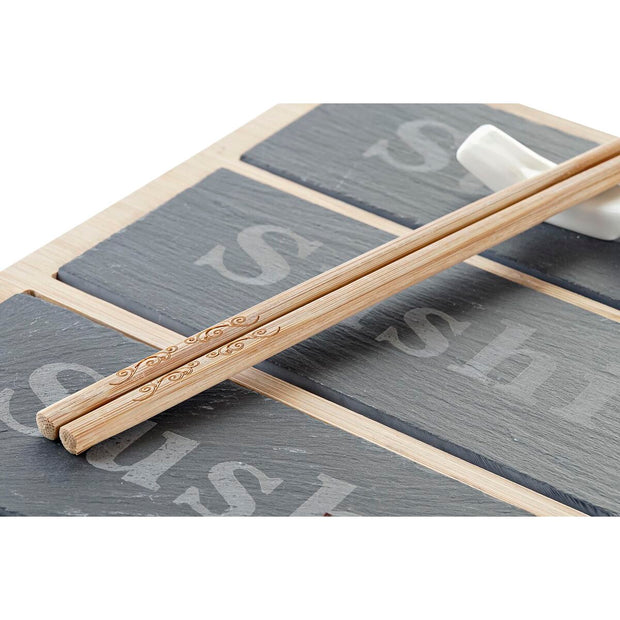 Sushi-Set DKD Home Decor natürlich Schwarz Tafel Bambus (25 x 19 x 3 cm)