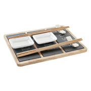 Sushi-Set DKD Home Decor natürlich Schwarz Tafel Bambus (25 x 19 x 3 cm)