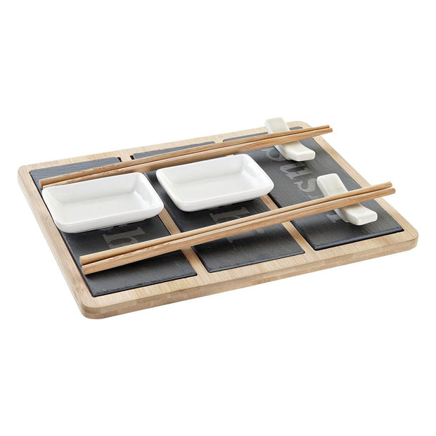 Sushi-Set DKD Home Decor natürlich Schwarz Tafel Bambus (25 x 19 x 3 cm)