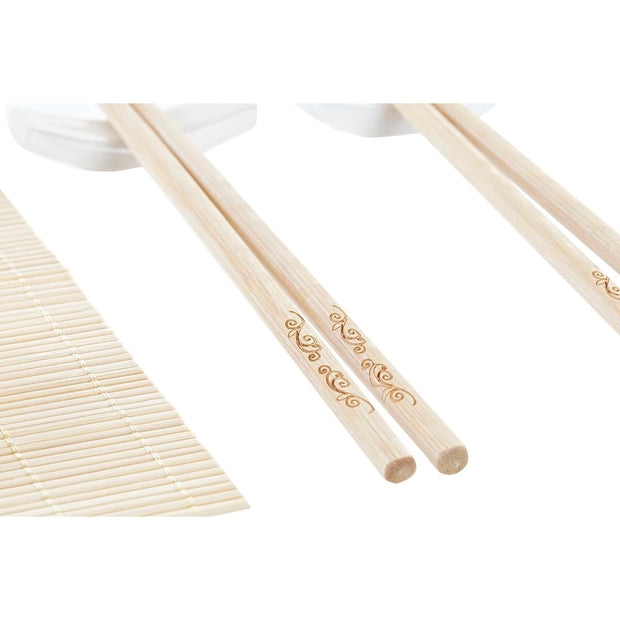 Sushi-Set DKD Home Decor natürlich Weiß Bambus (28 x 22 x 2,5 cm)