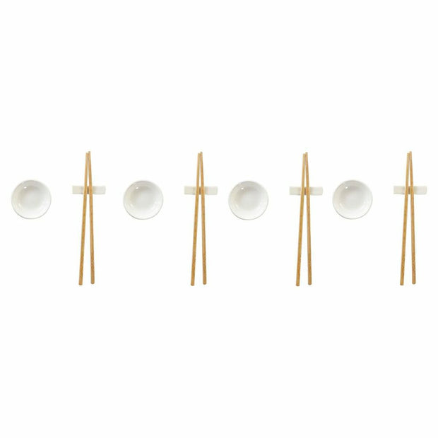 Sushi-Set DKD Home Decor natürlich Weiß Bambus Steingut (27,3 x 20,3 x 2,5 cm)