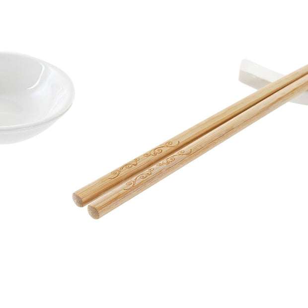 Sushi-Set DKD Home Decor natürlich Weiß Bambus Steingut (27,3 x 20,3 x 2,5 cm)