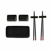 Sushi-Set DKD Home Decor Schwarz Bambus Steingut (31,3 x 19,3 x 2,7 cm)