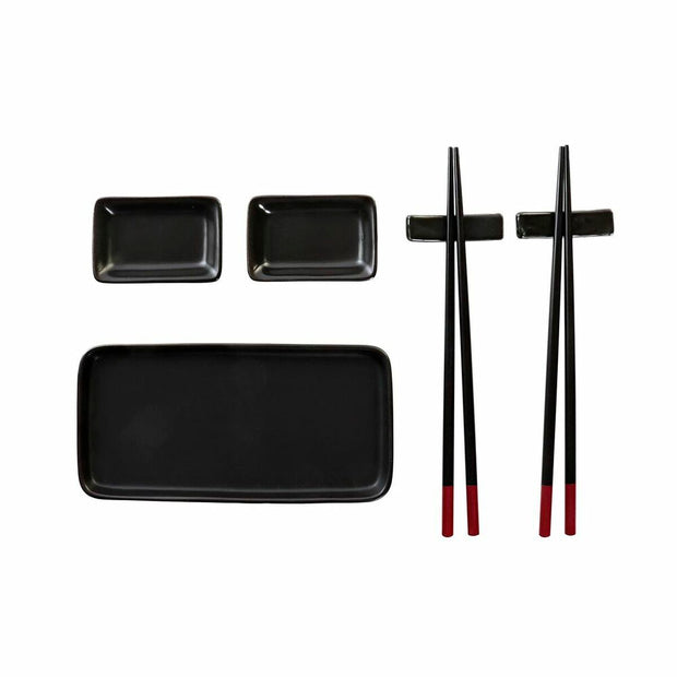 Sushi-Set DKD Home Decor Schwarz Bambus Steingut (31,3 x 19,3 x 2,7 cm)