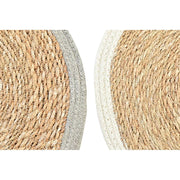 Untersetzer DKD Home Decor Beige Weiß 2 Stück Jute (38 x 0,5 x 38 cm)