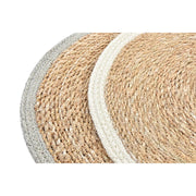 Untersetzer DKD Home Decor Beige Weiß 2 Stück Jute (38 x 0,5 x 38 cm)