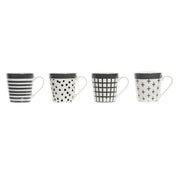 Henkelbecher DKD Home Decor Schwarz Weiß Steingut Loft (340 ml) (4 Stück)