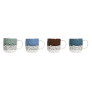 Henkelbecher DKD Home Decor Porzellan Blau Braun Weiß grün (360 ml) (4 Stück)