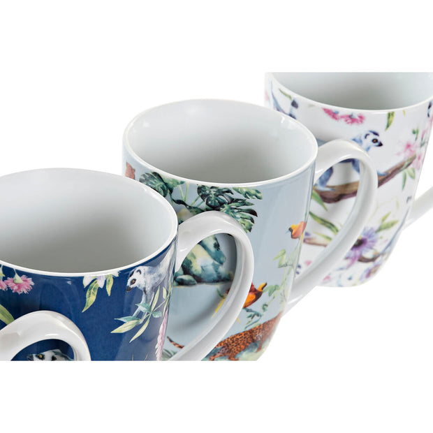 Henkelbecher DKD Home Decor Porzellan Bunt Tropical (400 ml) (4 Stück)
