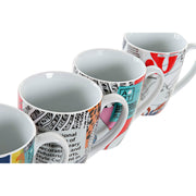 Henkelbecher DKD Home Decor Porzellan Bunt Moderne (360 ml) (4 Stück)