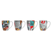 Henkelbecher DKD Home Decor Porzellan Bunt Moderne (360 ml) (4 Stück)