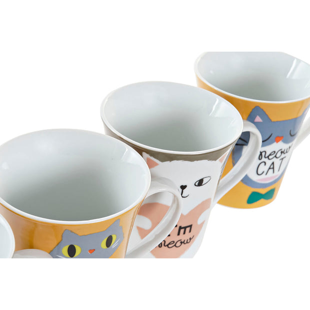 Henkelbecher DKD Home Decor Porzellan Für Kinder Bunt Wagenheber (360 ml) (4 Stück)