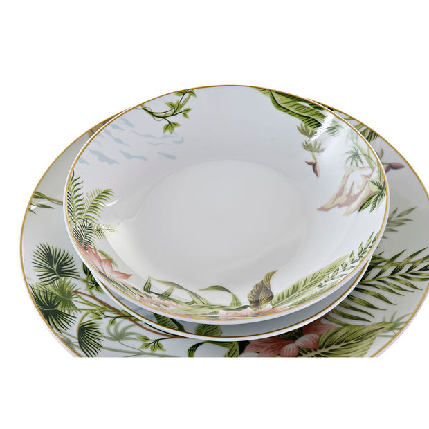 Geschirr-Set DKD Home Decor Tropical Porzellan (18 pcs)