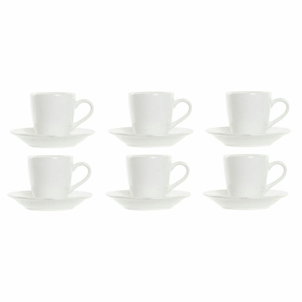 Satz von Kaffeetassen DKD Home Decor Weiß Steingut (90 ml)