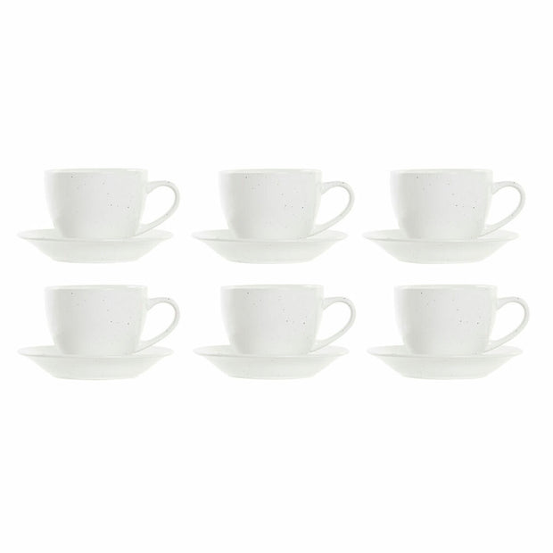 Satz von Kaffeetassen DKD Home Decor Weiß Steingut (150 ml)