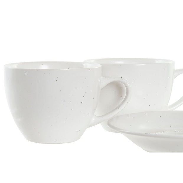 Satz von Kaffeetassen DKD Home Decor Weiß Steingut (150 ml)