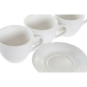 Satz von Kaffeetassen DKD Home Decor Weiß Steingut (150 ml)