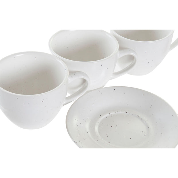 Satz von Kaffeetassen DKD Home Decor Weiß Steingut (150 ml)