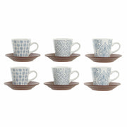 Satz von Kaffeetassen DKD Home Decor Blau Braun Steingut (90 ml)
