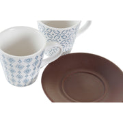Satz von Kaffeetassen DKD Home Decor Blau Braun Steingut (90 ml)