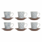 Satz von Kaffeetassen DKD Home Decor Blau Braun Steingut (150 ml)