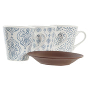 Satz von Kaffeetassen DKD Home Decor Blau Braun Steingut (150 ml)