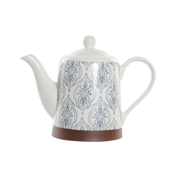 Teekanne DKD Home Decor Kautschukholz Weiß Steingut (1 L)