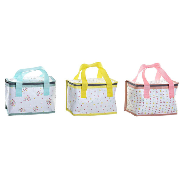 Cool Bag DKD Home Decor Coral Green Yellow PP Nylon (21 x 14 x 13 cm) (3 Units)