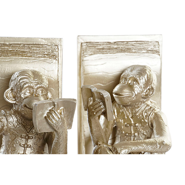 Bookend DKD Home Decor Champagne Resin Colonial Monkey (13 x 12 x 17,5 cm)