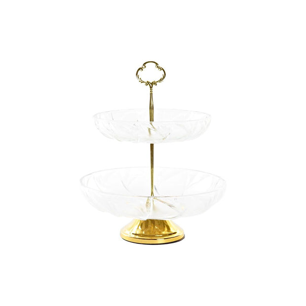 Obstschale DKD Home Decor Golden Durchsichtig Kristall Metall (25 x 25 x 29 cm)