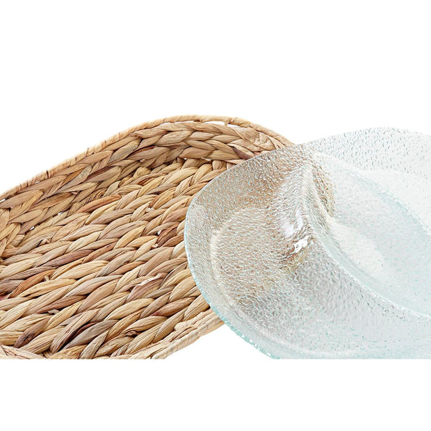 Tablett für Snacks DKD Home Decor Kristall natürlich Durchsichtig Faser (38 x 25 x 4 cm)