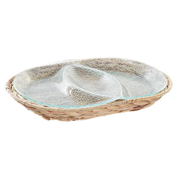 Tablett für Snacks DKD Home Decor Kristall natürlich Durchsichtig Faser (38 x 25 x 4 cm)