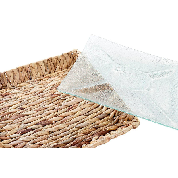 Tablett für Snacks DKD Home Decor Kristall natürlich Durchsichtig Faser (33 x 33 x 5 cm)