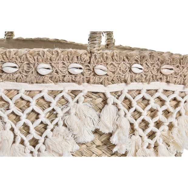 Beach Bag DKD Home Decor Natural Polyester White (56 x 27 x 30 cm)