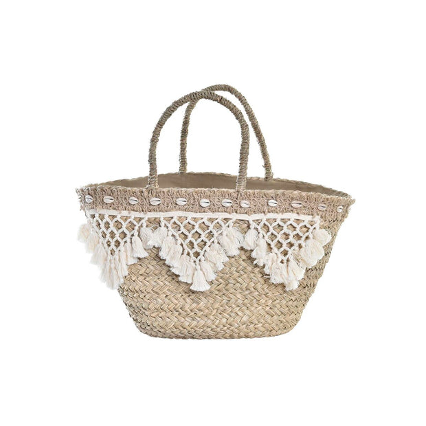 Beach Bag DKD Home Decor Natural Polyester White (56 x 27 x 30 cm)