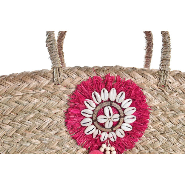 Beach Bag DKD Home Decor Beige Pink Polyester (56 x 27 x 30 cm) (2 Units)