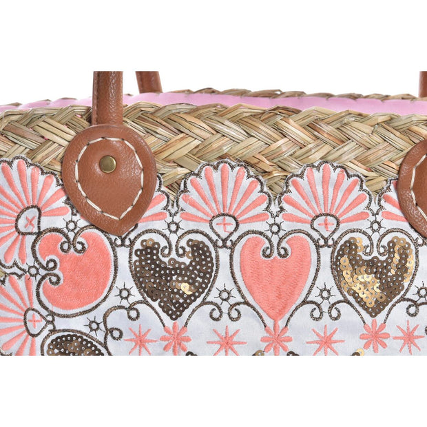 Beach Bag DKD Home Decor Blue Pink Polyester PU (56 x 27 x 30 cm) (2 Units)