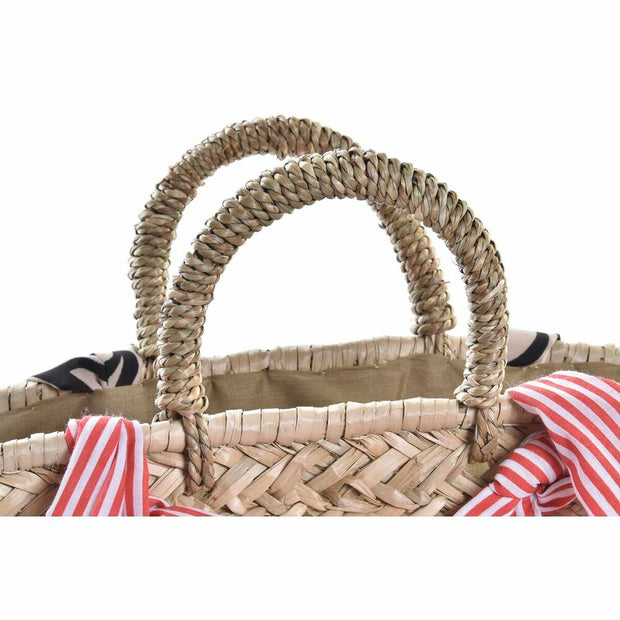 Beach Bag DKD Home Decor Natural Red Beige Polyester Maroon (42 x 25 x 22 cm) (2 Units)