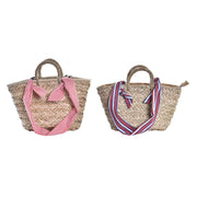 Beach Bag DKD Home Decor Natural Red Beige Polyester Maroon (42 x 25 x 22 cm) (2 Units)