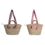 Beach Bag DKD Home Decor Natural Red Beige Polyester Maroon (42 x 25 x 22 cm) (2 Units)