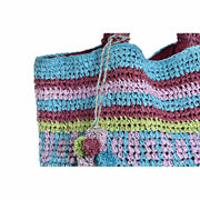 Beach Bag DKD Home Decor Purple Polyester Cotton Navy Blue (52 x 14 x 42 cm) (2 Units)