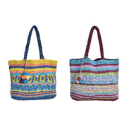 Beach Bag DKD Home Decor Purple Polyester Cotton Navy Blue (52 x 14 x 42 cm) (2 Units)