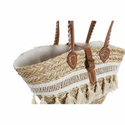 Beach Bag DKD Home Decor Natural Polyester White wicker PU (59 x 16 x 30 cm) (2 Units)