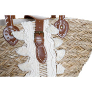 Beach Bag DKD Home Decor Natural Polyester White wicker PU (59 x 16 x 30 cm) (2 Units)