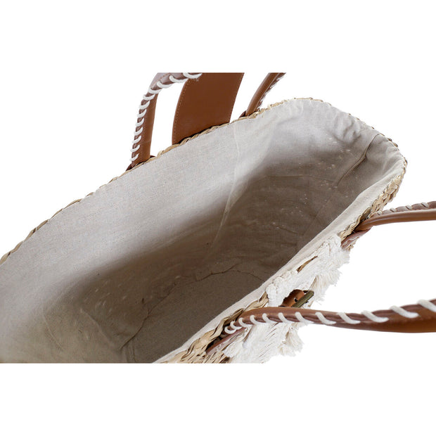 Beach Bag DKD Home Decor Natural Polyester White wicker PU (59 x 16 x 30 cm) (2 Units)