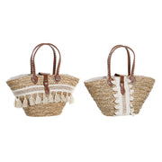 Beach Bag DKD Home Decor Natural Polyester White wicker PU (59 x 16 x 30 cm) (2 Units)