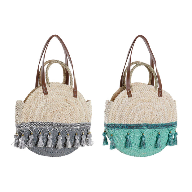 Shoulder Bag DKD Home Decor Natural Grey Polyester Mint Fibre (39 x 9 x 48 cm) (2 Units)