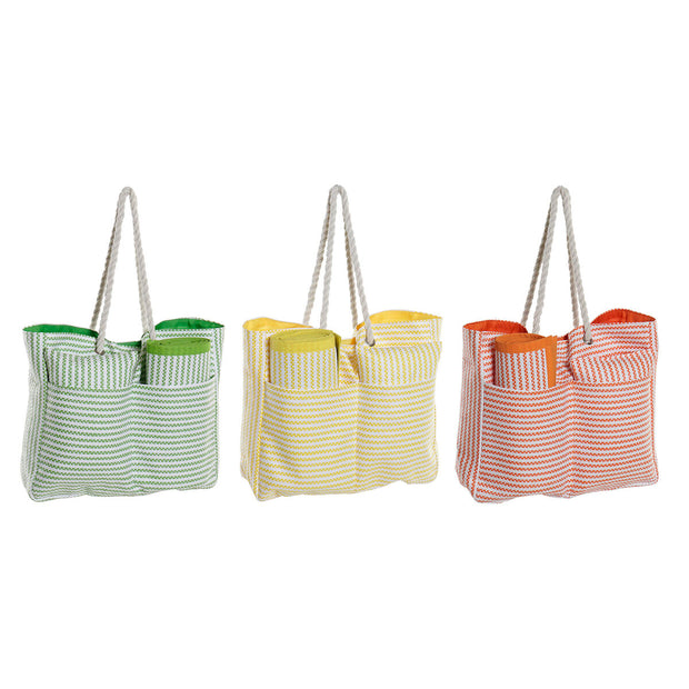 Beach Bag DKD Home Decor Mat Orange Green Yellow (44 x 12 x 54 cm) (3 Units)