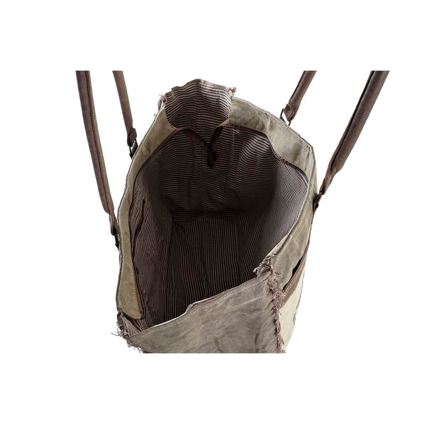 Bag DKD Home Decor Grey Polyester Leather 80 % cotton (51 x 20 x 41 cm)